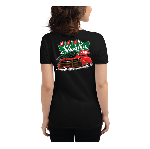 Kustom Shoebox Ford Library - Holiday  -  Women's Black Short Sleeve T-Shirt