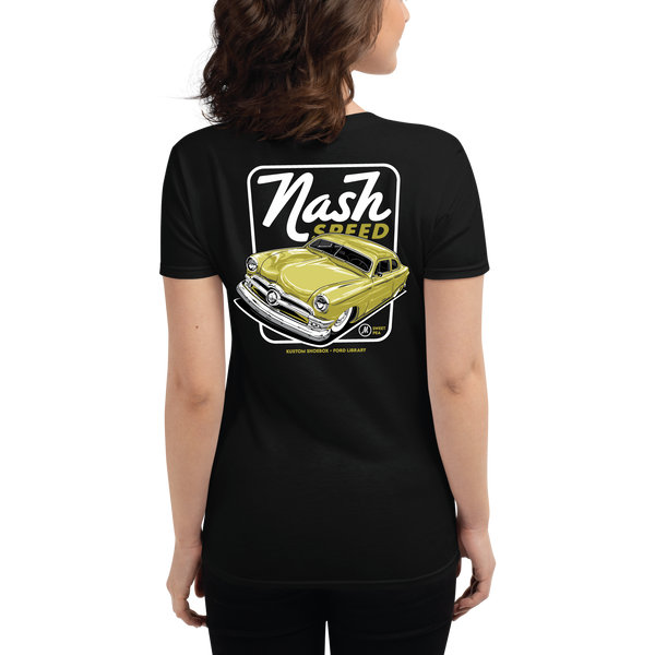 Kustom Shoebox Ford Library - Sweet Pea -  Women's Black Short Sleeve T-Shirt