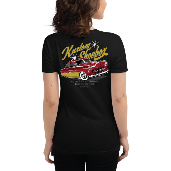 Kustom Shoebox Ford Library - Tony Ray -  Women's Black Short Sleeve T-Shirt